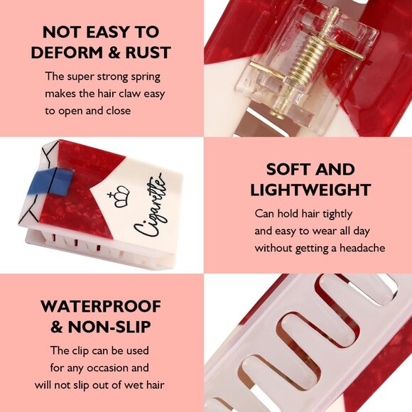 Hair Claw Set Acetate Large Matchbox & Flame Clips For Women Unique Gift - Picture 3 of 7